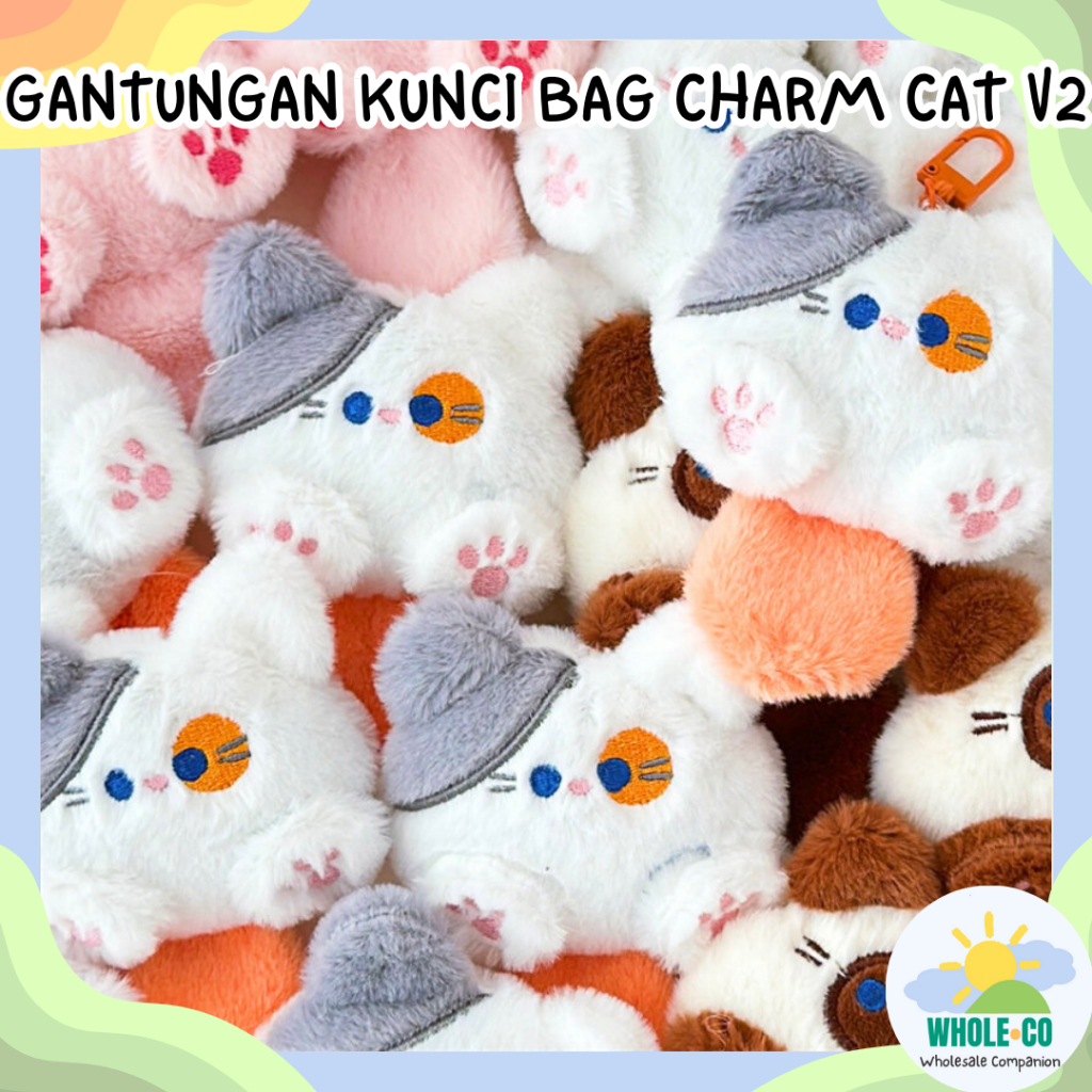 Jual Gantungan Kunci Bag Charm Cute Cat V2 Premium Pastel Kucing Fluffy ...