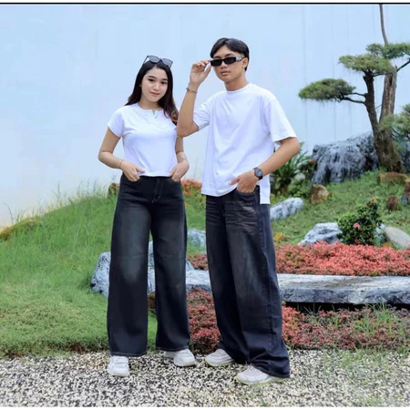 Celana Jeans Wanita Loose High Waist