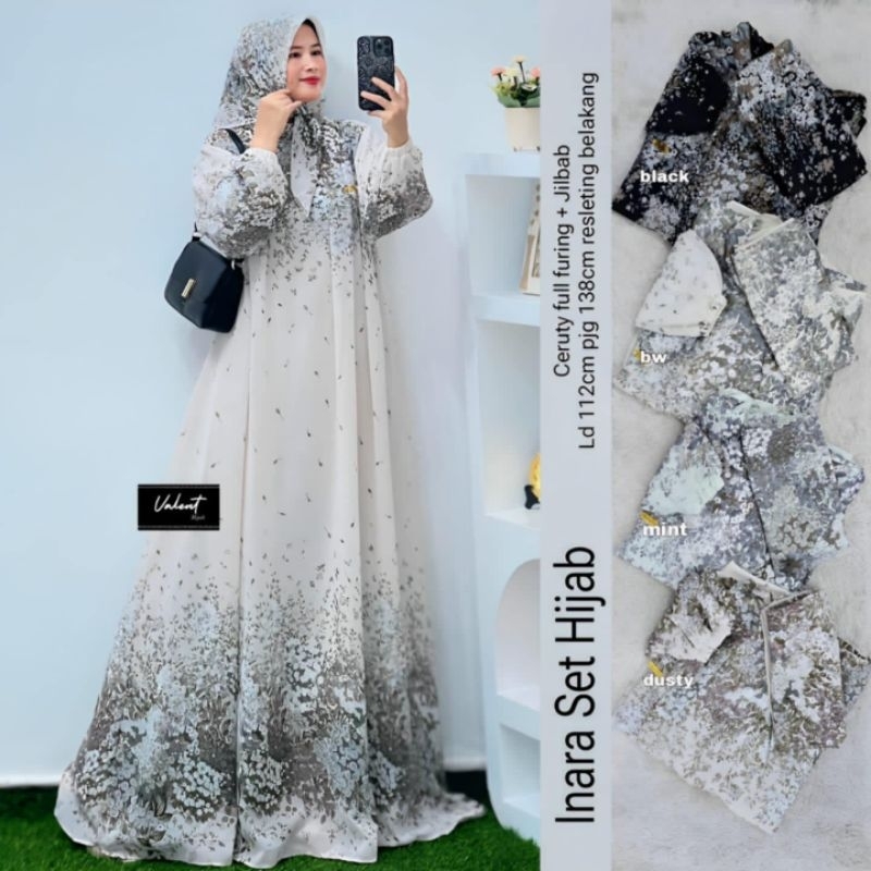 Jual Inara Gamis Wanita Bahan Ceruty Full Furing Set Hijab ORI by ...