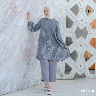 Cotton Inch - Javira Tunik Kemeja Celana Kulot One Set Wanita | Sarimbit Series
