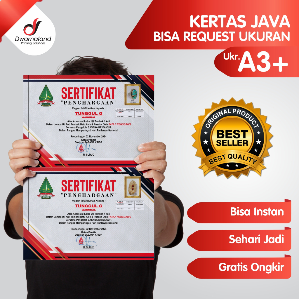 Jual PRINT CETAK KERTAS JAVA SERTIFIKAT PIAGAM FULL COLOUR | Shopee ...