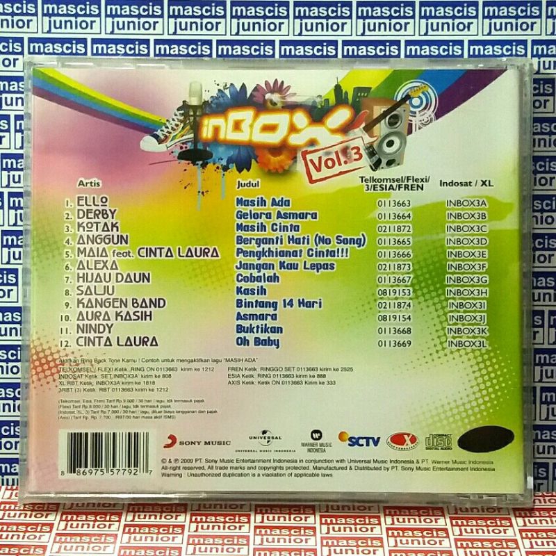 Jual CD Inbox SCTV Vol. 3 . ELLO DERBY ΚOΤΔΚ ANGGUN MAIA feat. CINTA ...