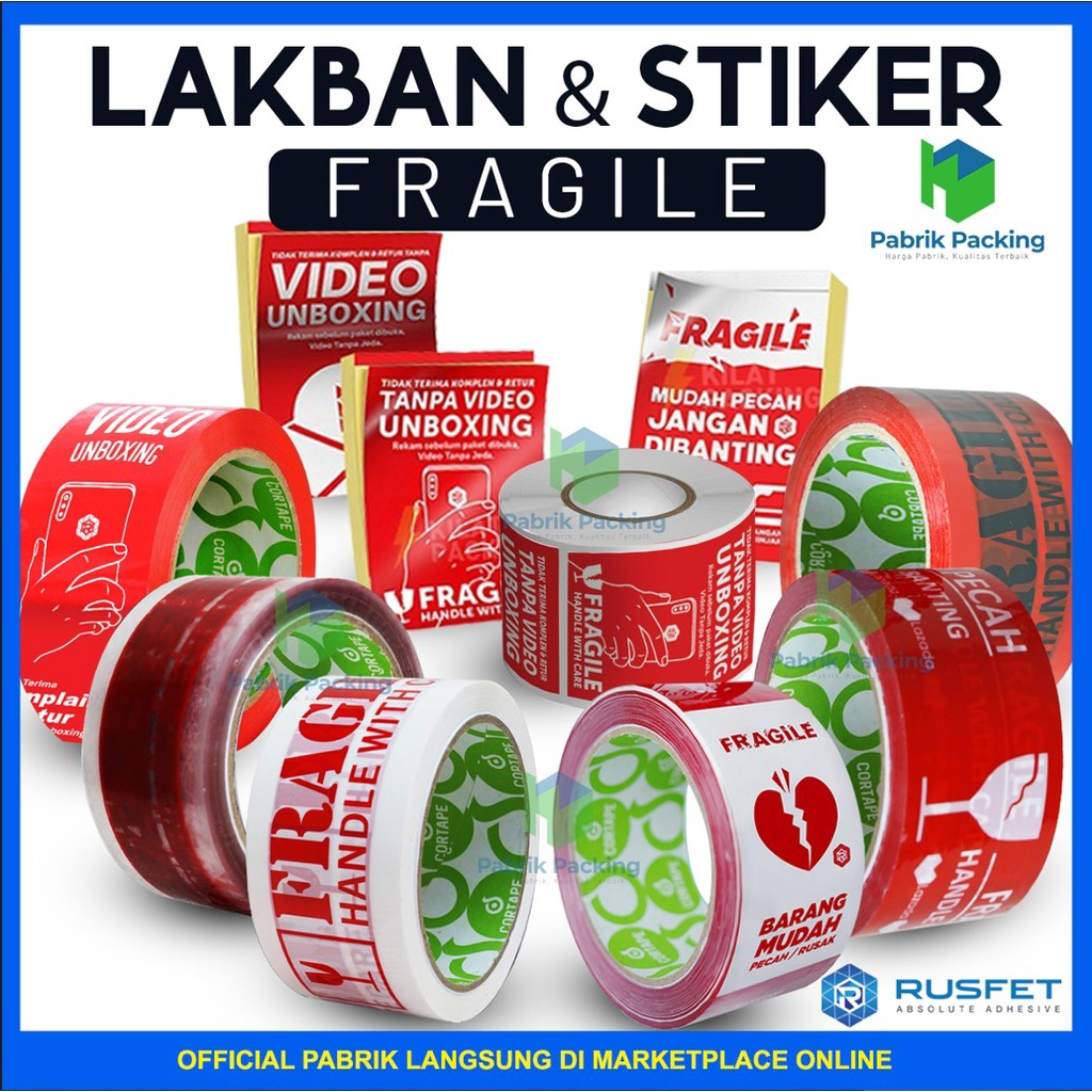Lakban Plakban Fragile Stiker Cortape Premium Termurah Satuan