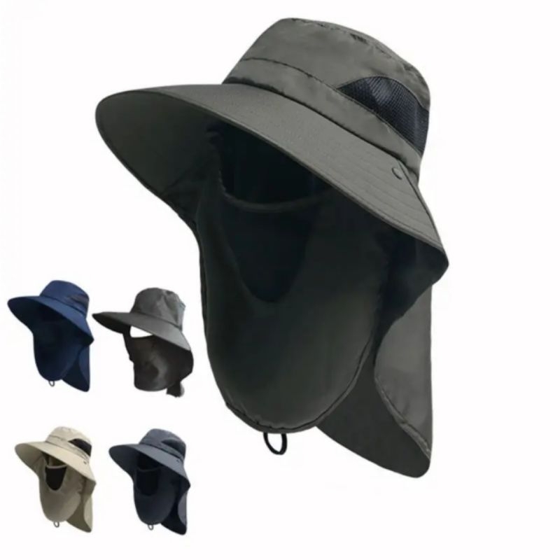 Jual Topi Anti-UV & Visor Lebar dengan masker untuk Pria dan Wanita ...