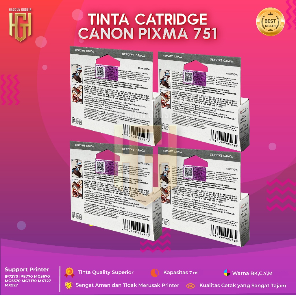 Jual Tinta Cartridge Canon 751 Tinta Printer IP7270 IP8770 IX6770 ...