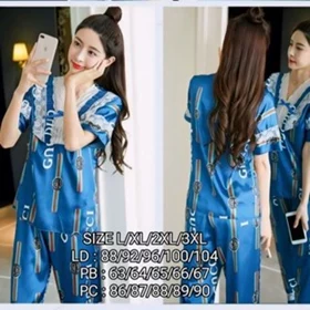 GS Piyama Satin Korea Setelan Baju Tidur Wanita Dewasa Pakaian Piama Pajamas Satin Premium Halus