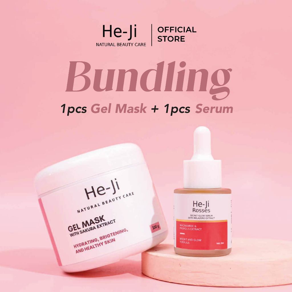 Jual [He-Ji] Bundle 2 in 1 Glowing Set Gel Mask with Sakura Extract ...