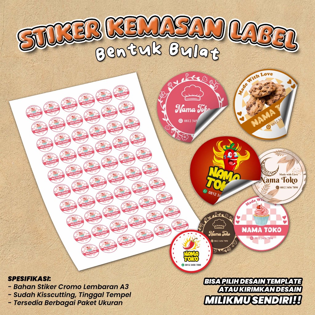 Jual STIKER KEMASAN LABEL BENTUK BULAT - STIKER LOGO CUSTOM - STIKER ...