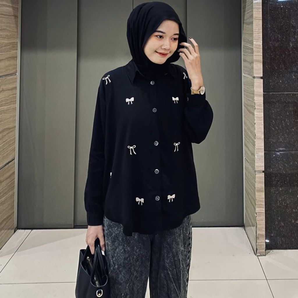 Jual Atasan Wanita Blouse Pita Bordir Coquette Rayon Twill Prilly ...