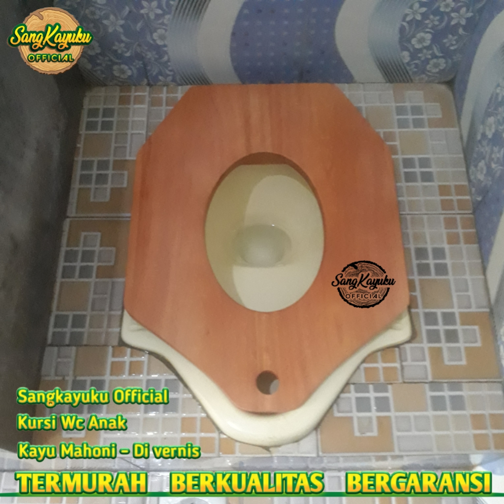 SangkayuKu kursi wc anak Toilet Jongkok Kamar Mandi kloset jongkok flush kursi toilet duduk kursi jongkok Bahan Kayu Mahoni kursi WC duduk anak