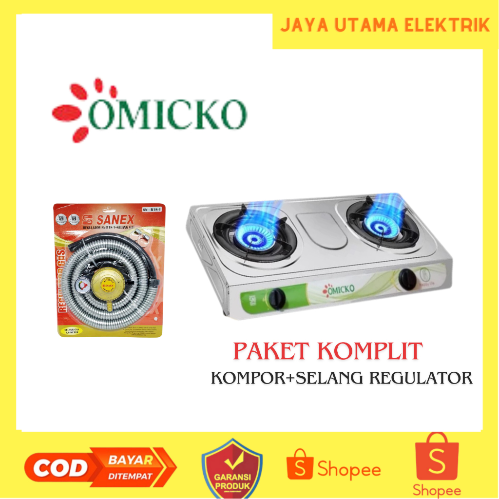 Jual Kompor Gas Omicko 2 Tungku Stainless Sni Kompor Berkualitas