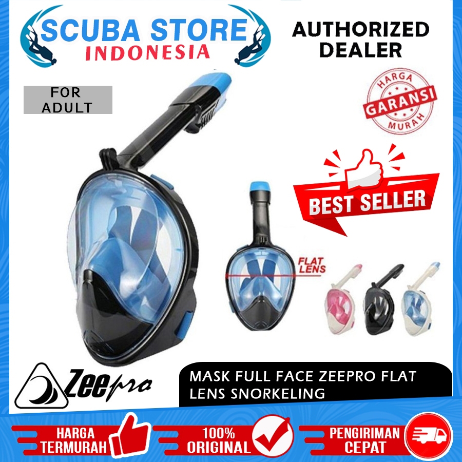 Jual Mask Full Face Zeepro Flat Lens Underwater Masker Snorkeling ...