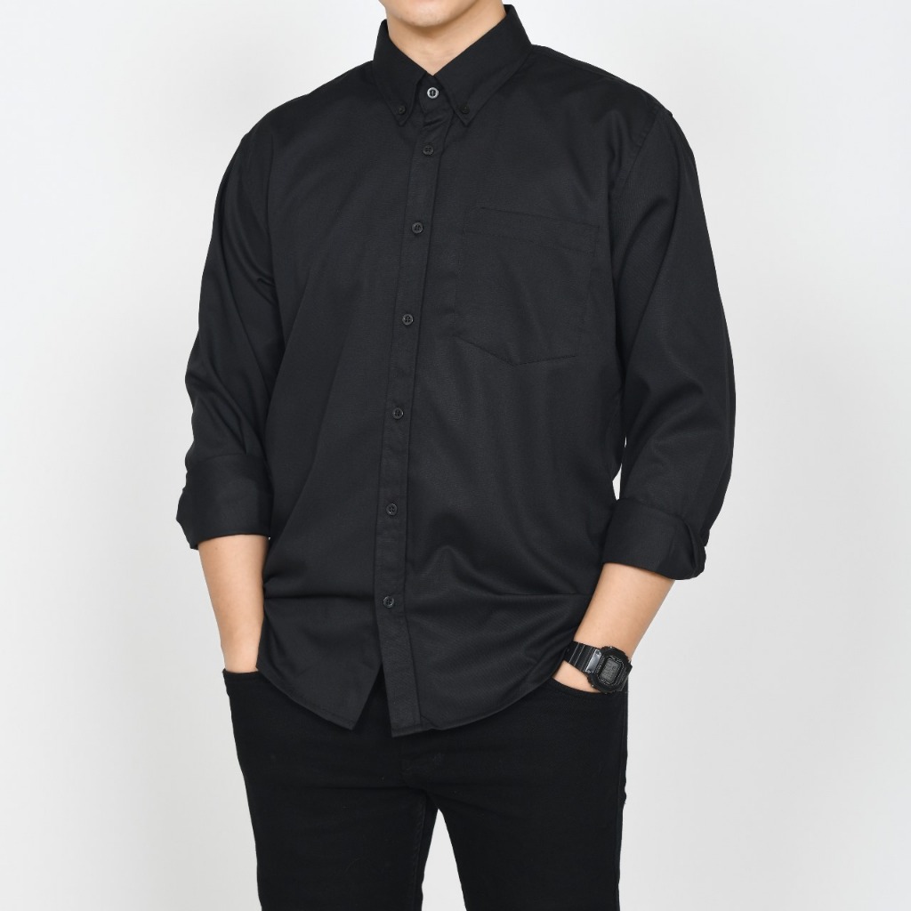 Kemeja Lengan Panjang Abstract Black