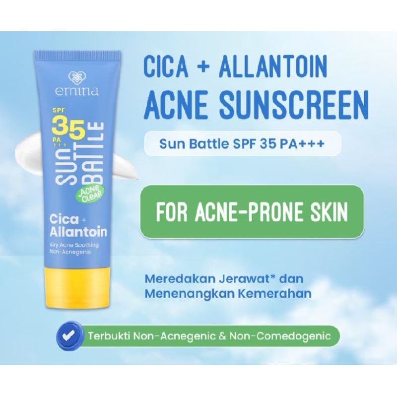 Jual EMINA SUN BATTLE SPF 35 - SUNSCREEN EMINA (BIRU) | Shopee Indonesia