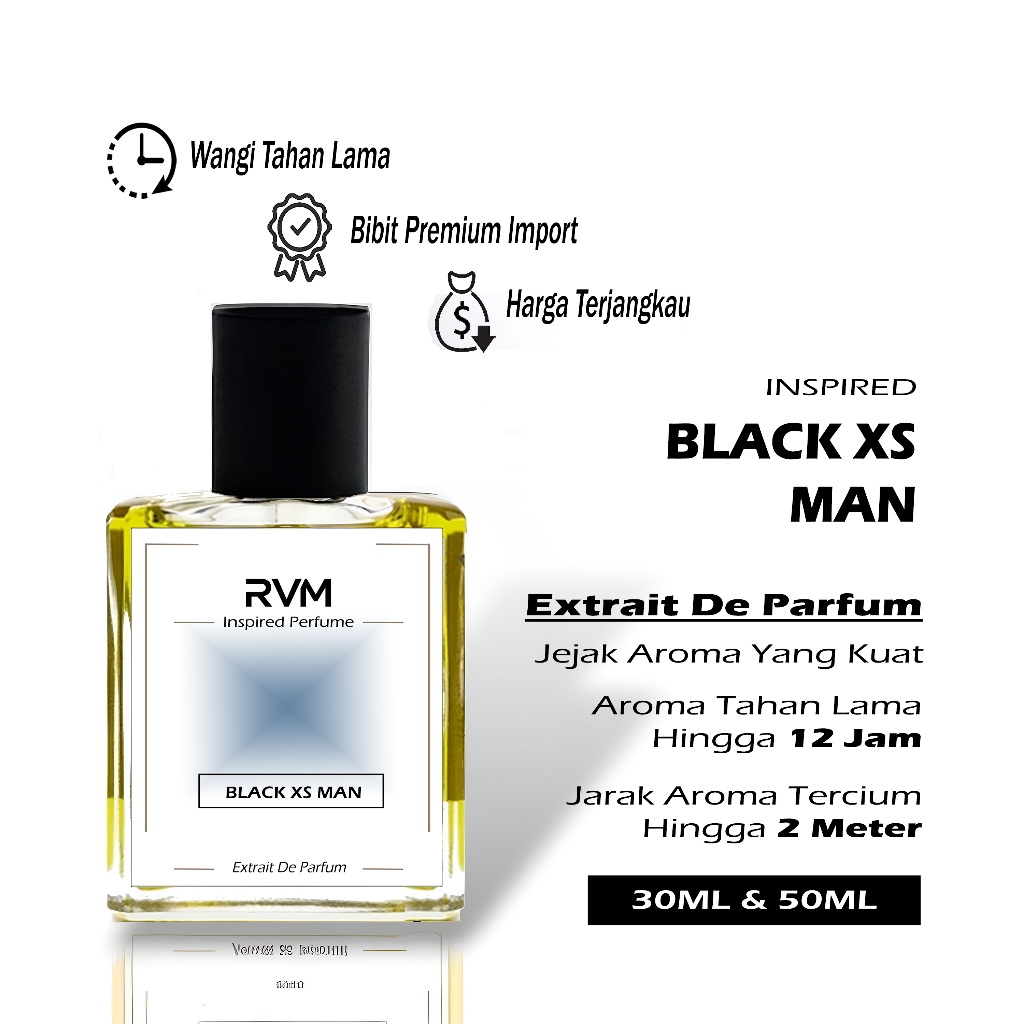 RVM Parfum Pria Black XS Men Wangi Tahan Lama Extrait De Parfum Cowok Cewek  30 ML 50 ML