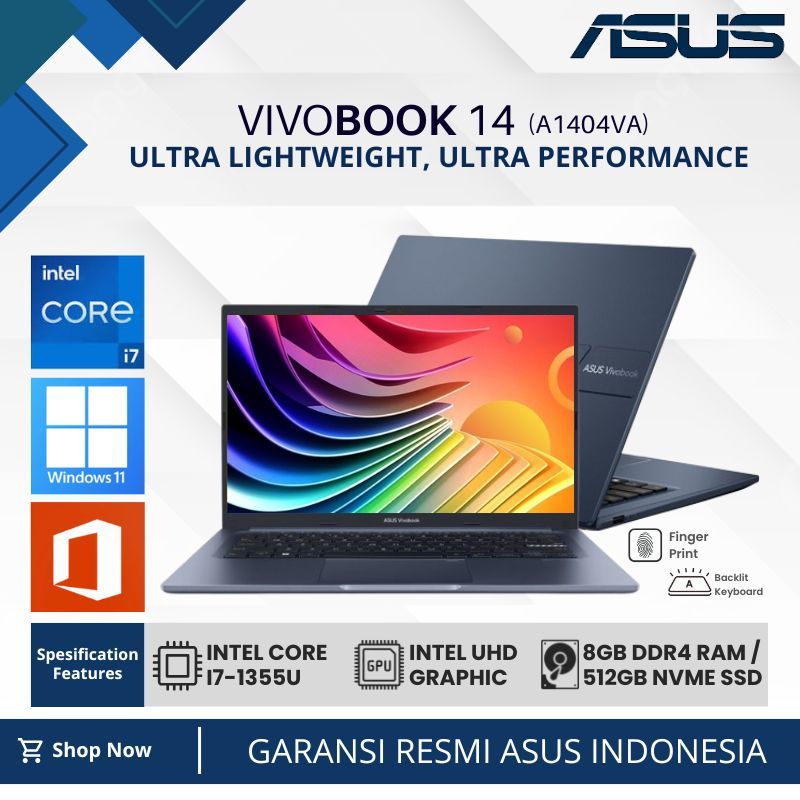 Jual Asus Vivobook 14 A1404VA-VIPS751 Core i7-1355U/8GB/512GB SSD/14 ...