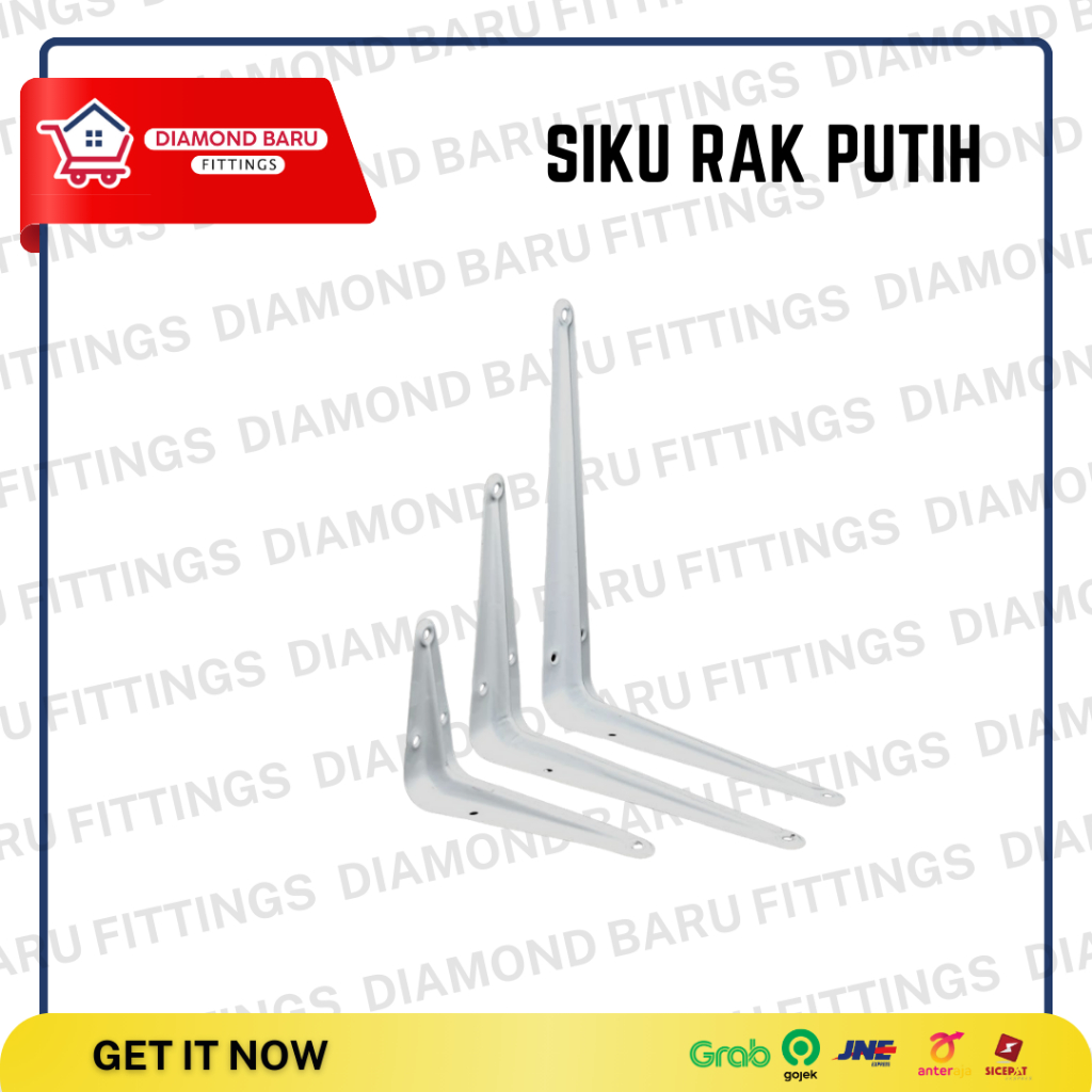 Jual Siku Rak L Putih Tebal / Bracket Rak Dinding Besi / Penyangga Rak ...
