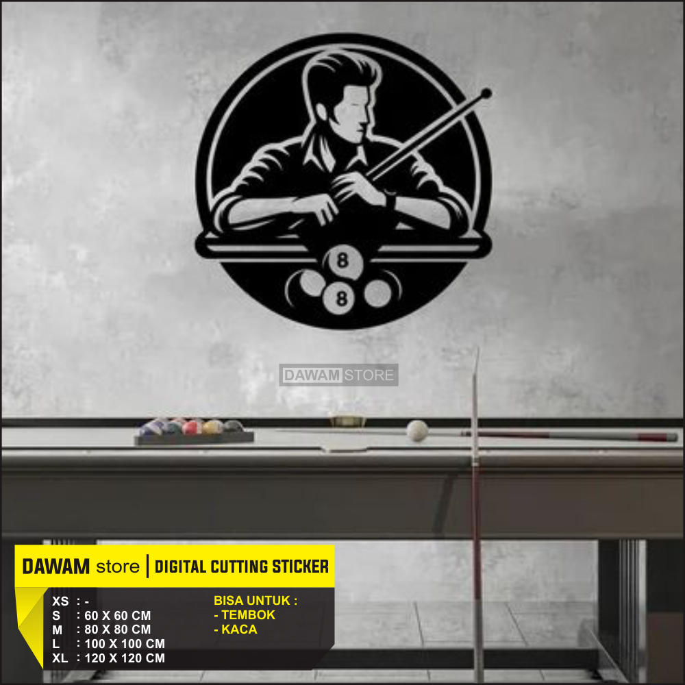 Jual Cutting Sticker Billiard Wallsticker Dinding Kaca Man Billiart ...