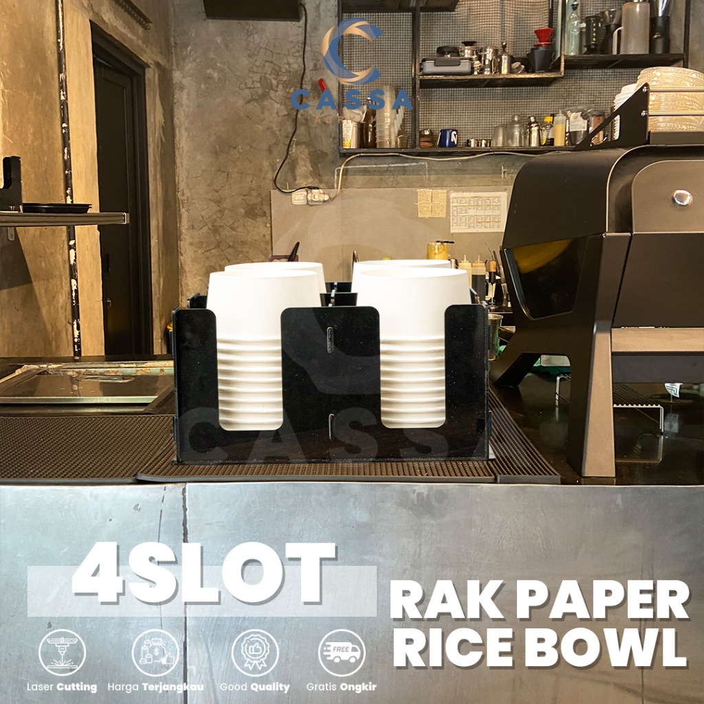 Jual Rak Paper Rice Bowl / Akrilik Tempat Mangkuk Kertas Organizer 4 ...