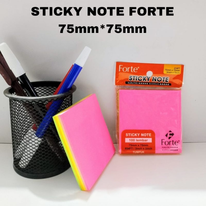 Jual Sticky Note Forte 75x75 mm ( 5 warna ) / Memo Stick Forte / Memo ...