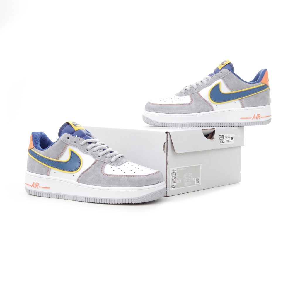 Jual (VLTAVN) Sepatu Nike Air Force 1 Low White Cool Grey Navy Orange ...
