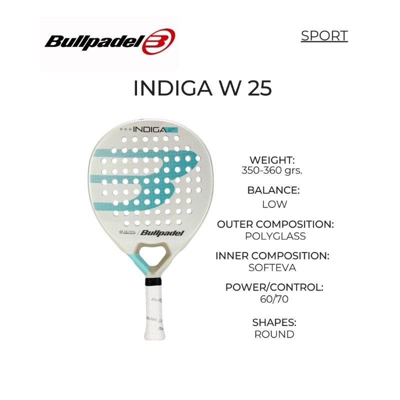 Jual BULLPADEL INDIGA W 25 PADEL RAVKET/ RACKET PADEL RAKET BULL PADEL ...