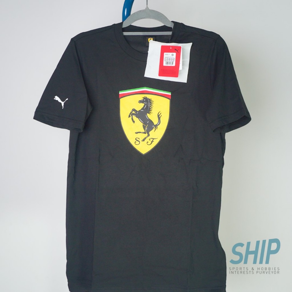Jual Ferrari fanwear tee big shield logo hitam kaos kaus Stichd ...