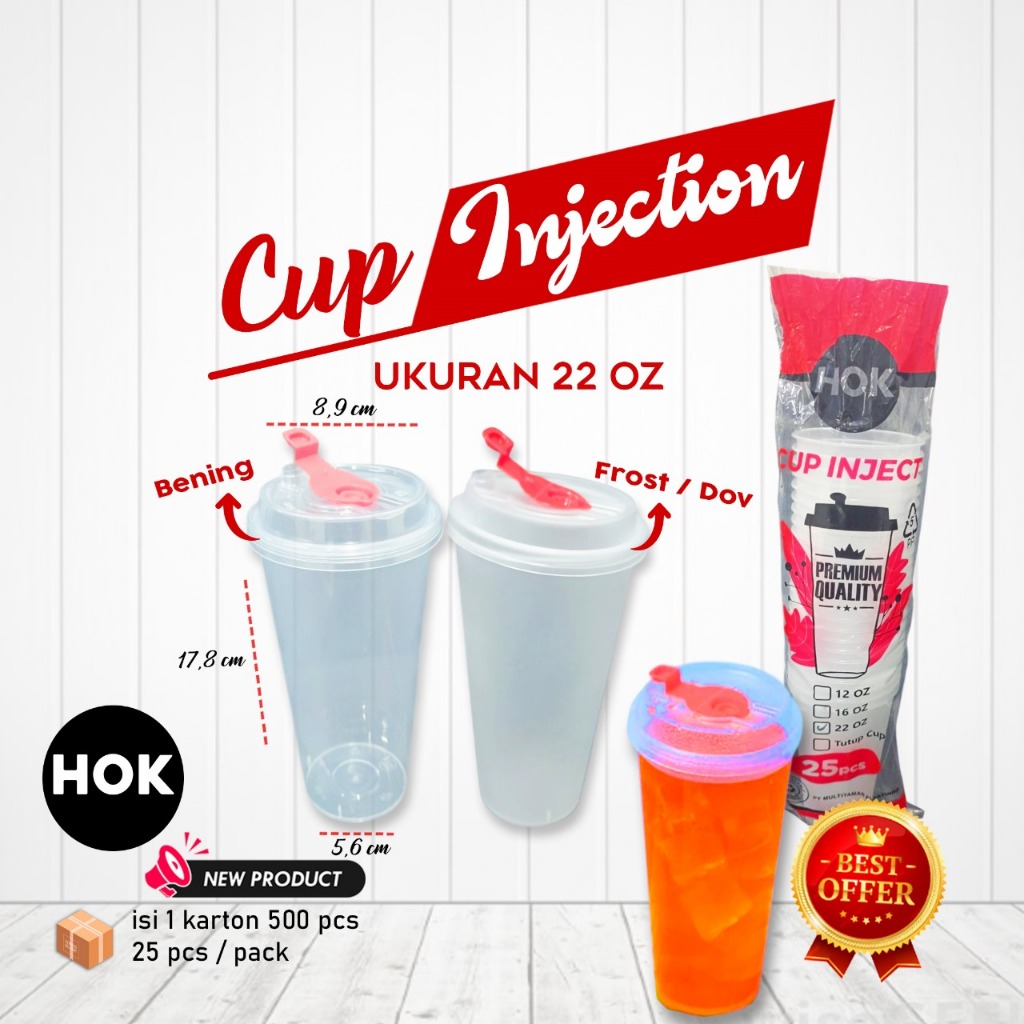 Jual GELAS INJECT HOK UKURAN 12 OZ 16 OZ 22 OZ | Shopee Indonesia