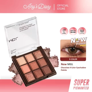 [BPOM] AMY'S DIARY Chocolate 9 Color Eyeshadow Pallete Matte and Glitter By MGL Pigmented Lasting