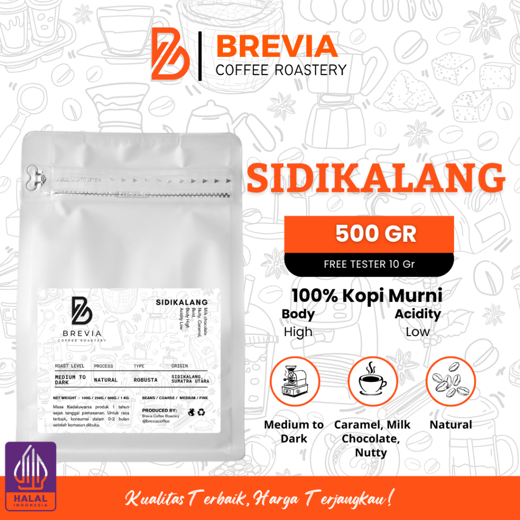 Jual Brevia Coffee Kopi Robusta Sidikalang Asli 500g Beans Ground ...