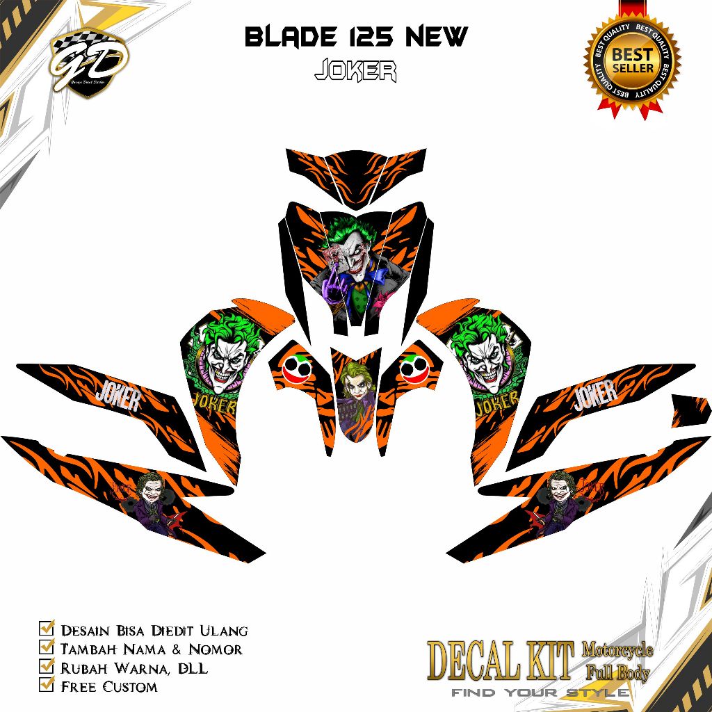 Jual Decal Blade 125 New Full Body Stiker Blade 125 New Full Body Joker ...