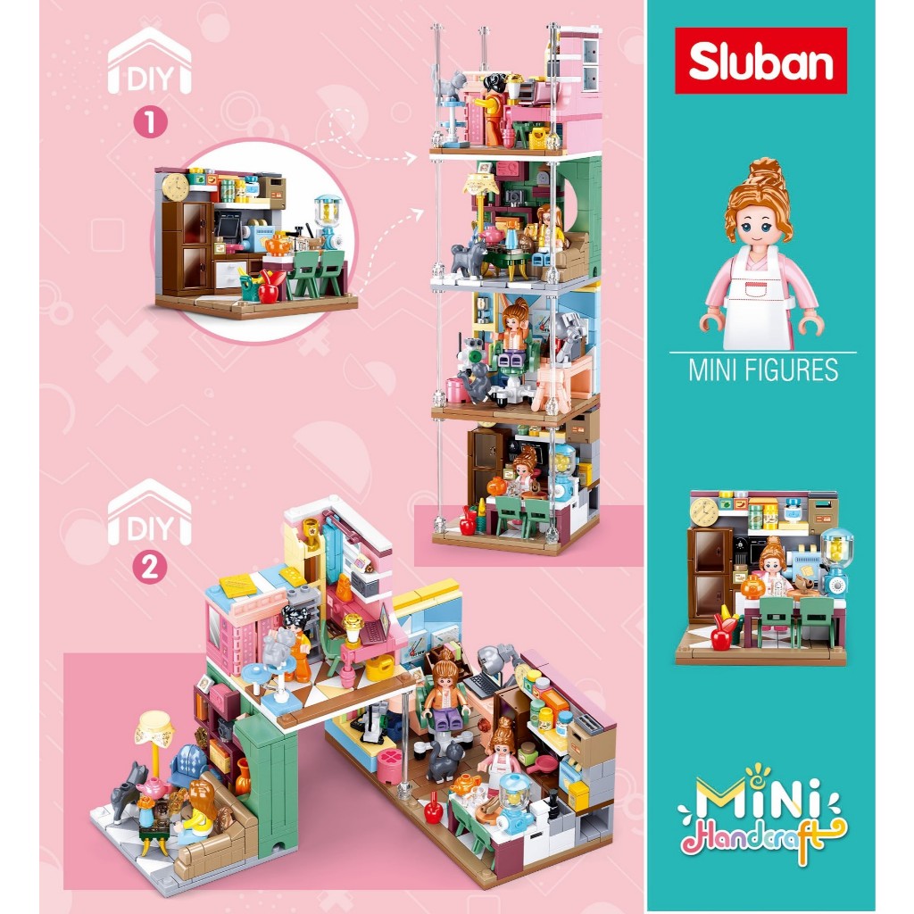 Jual Sluban Bricks Mini Handcraft DIY Kitchen Living Room Bed Room ...
