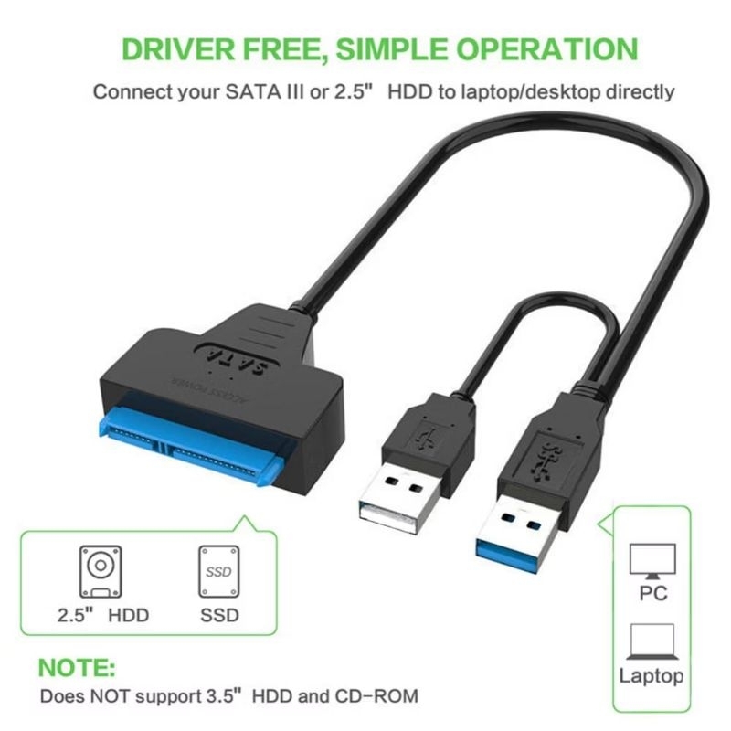 Jual KABEL SATA TO USB 3.0 HDD / SSD ADAPTER HARDISK 2.5 INCH LAPTOP ...