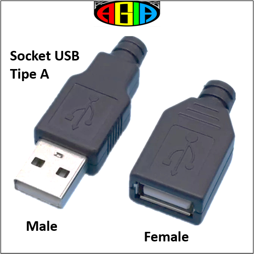 Jual Socket USB 2.0 Tipe A Male Female 4 Pin soket konektor plastik ...