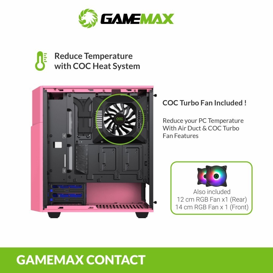 Jual Casing GameMax Contac COC E-ATX Gaming PC Case With COC Fan & PWM ...