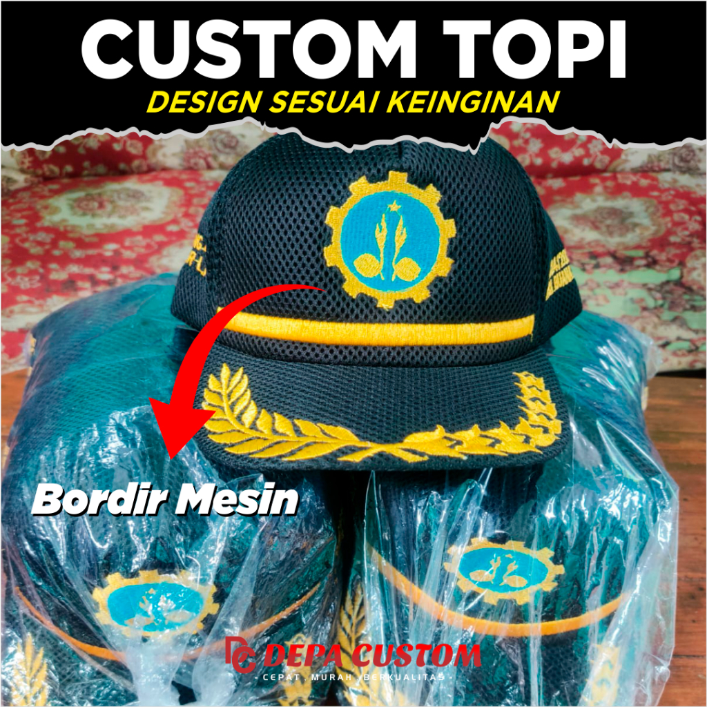 Jual DEPA CUSTOM Topi Bordir Double Mesh Mess Jaring Padi Kapas ...