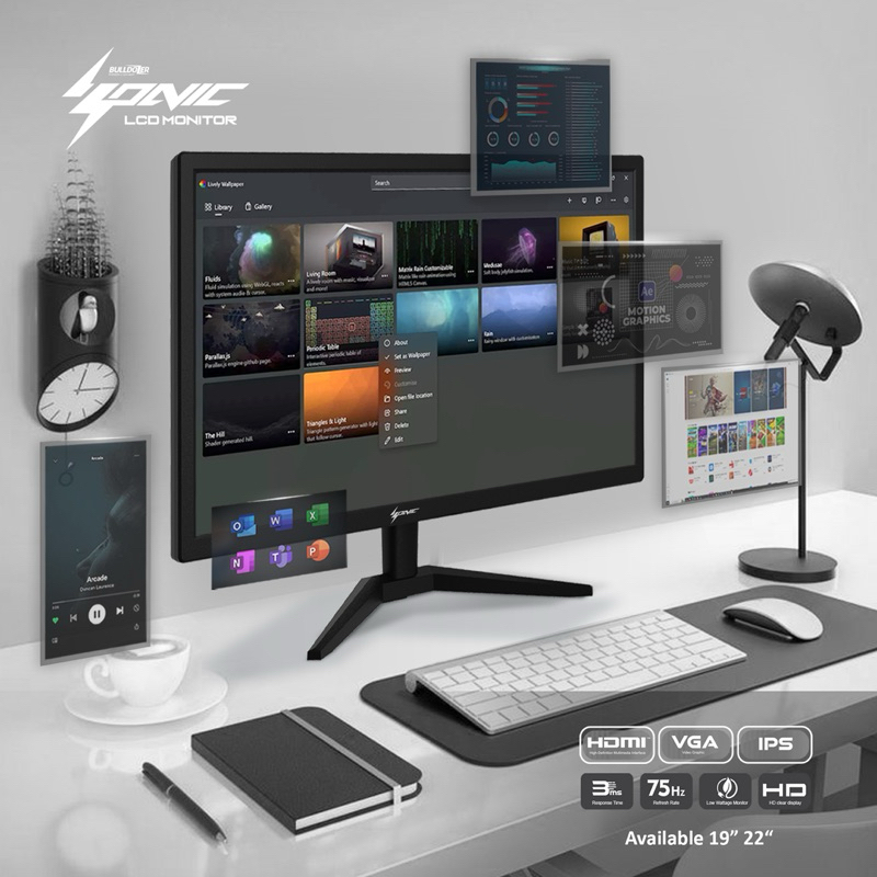 Jual MONITOR BULLDOZER SONIC SC-22HV 22 INCH HDMI VGA | Shopee Indonesia
