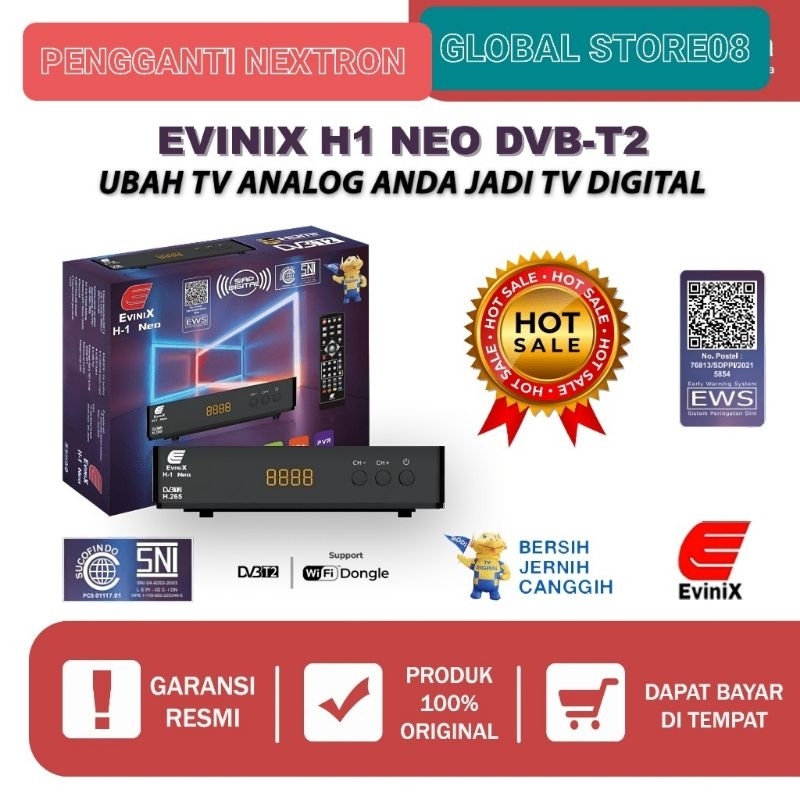 EVINIX H-1 NEO(HDMI RCA) STB DVB-T2 PENGGANTI NEXTRON TR-1000SE ADAPTOR PISAH CHIPSET ALI