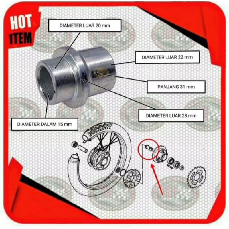 Jual Bos Bosh Napgear Nap Gear Gir ger Custom Tromol Roda Belakang RK ...