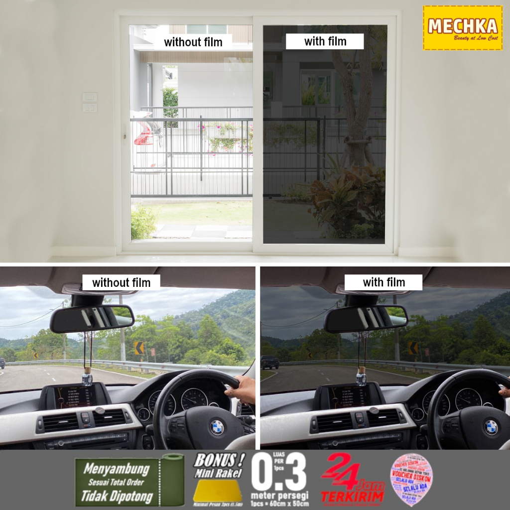 Jual Mechka Film Riben Hitam Anti Panas /50cm Sticker Stiker Kaca Gelap ...