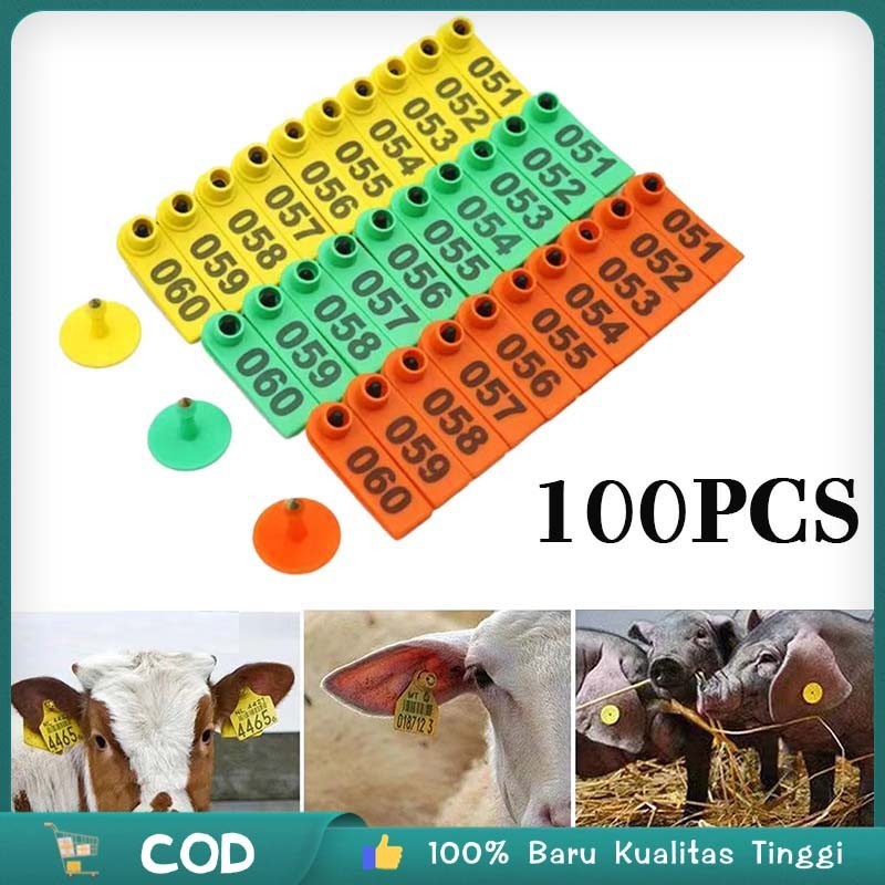 Jual 100pc Eartag Kambing Babi Domba Ear Tag Sapi Babi Penanda Nomor 1 ...