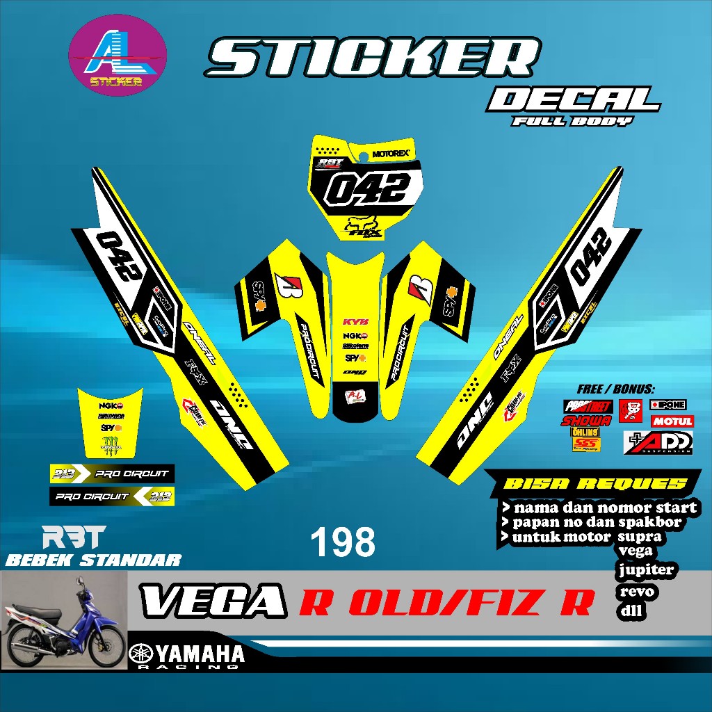 Jual Sticker RBT DECAL VEGA OLD/ FIZ R FULL BODY MOTOR RBT BEBEK MODIF ...