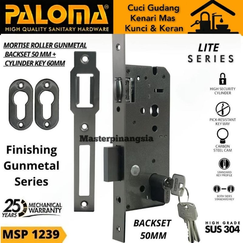 Jual PALOMA MSP 1239 Lockset Body Kunci Pintu Pelor Backset 50MM ...