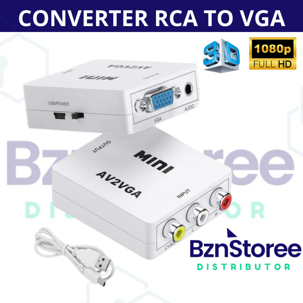 Jual CONVERTER VIDEO/RCA/AV to VGA FULL HD / Converter Display AV2VGA ...