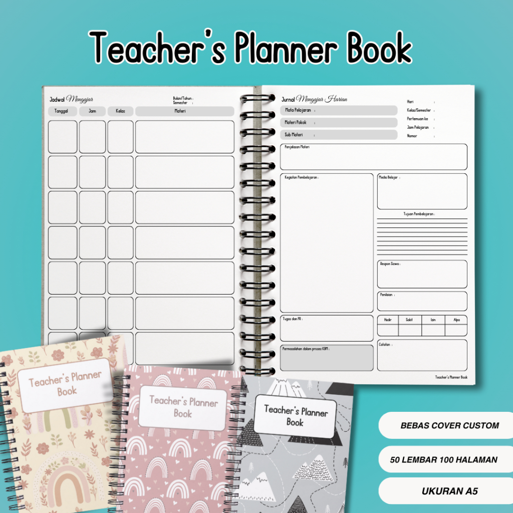 Jual TEACHER'S PLANNER BOOK CUSTOM RING SPRIRAL BUKU JURNAL GURU CUSTOM ...