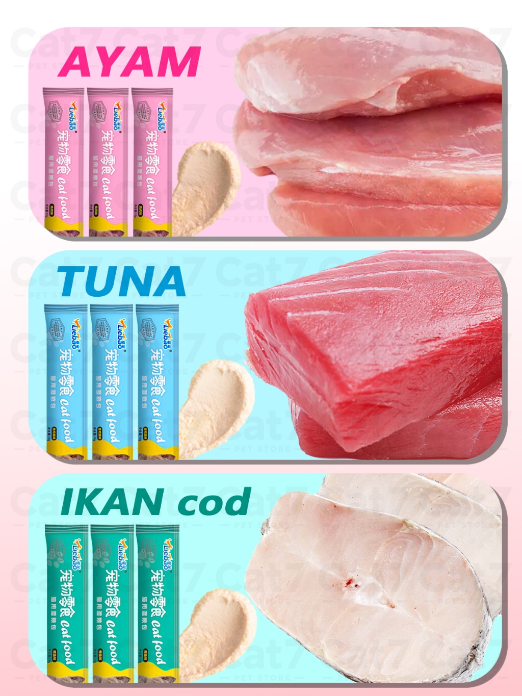 Jual 50PCS Snack Kucing LieBao Cemilan Kucing 15gr Makanan Basah Kucing ...