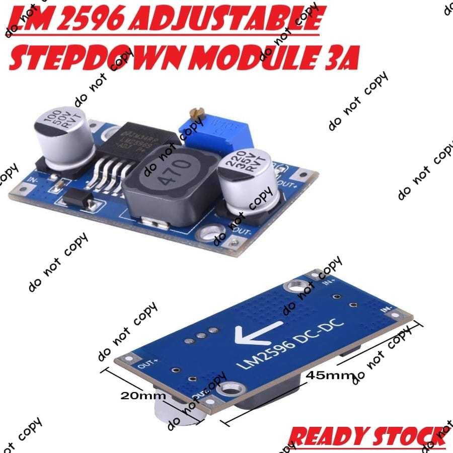 Jual LM2596 Adjustable Module DC Step Down 3A in 3-40V Out 1.5-35V LM ...
