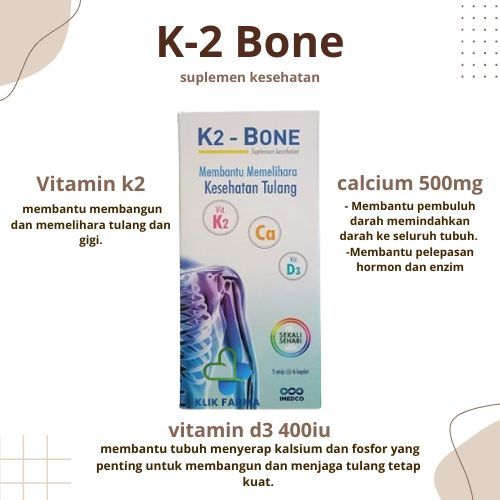 Jual K-2 Bone 30 Kapsul | Suplemen Kalsium untuk Ibu Hamil, Lansia ...