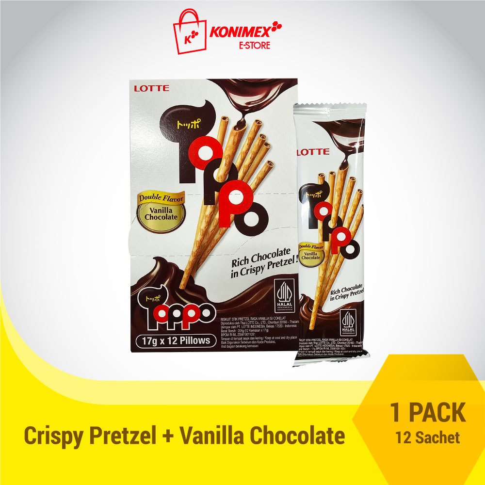 Jual TOPPO Vanilla Chocolate Pretzel Stick 1 Pack 12 Sachet | Shopee ...