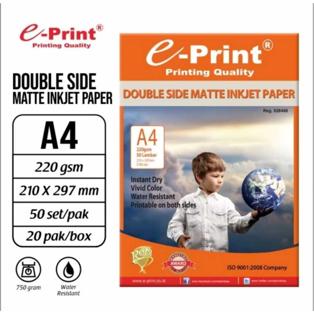 Jual Kertas Foto Dua Sisi E-Print Double Side Matte Inkjet Paper A4 ...